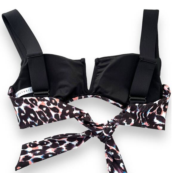 Sanctuary Stay Cool Leopard Print V-Wire Bralette Swim Top | Size S, Black Multi - Picture 11 of 11